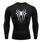 Spider Print Long Sleeve Compression Shirts for Men Gym Workout Rash Guard Undershirts Baselayers Athletic Quick Dry Tees Tops