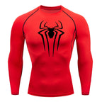 Spider Print Long Sleeve Compression Shirts for Men Gym Workout Rash Guard Undershirts Baselayers Athletic Quick Dry Tees Tops