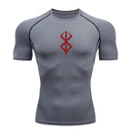 Men's Print Compression Shirts Summer Short Sleeve Rash Guard Gym Workout T-shirt Athletic Quick Dry Baselayer Undershirts Tops