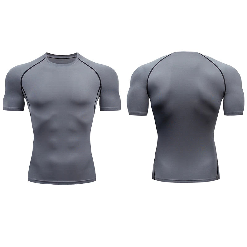 Men Running Compression T-shirt Short Sleeve Sport Tees Gym Fitness
