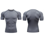 Men Running Compression T-shirt Short Sleeve Sport Tees Gym Fitness