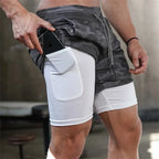 2024 Running Shorts for Man Gym Double-deck Workout Shorts 2 in 1 Quick Dry Training Short Pants Fitness Jogging Y2K Sportwear