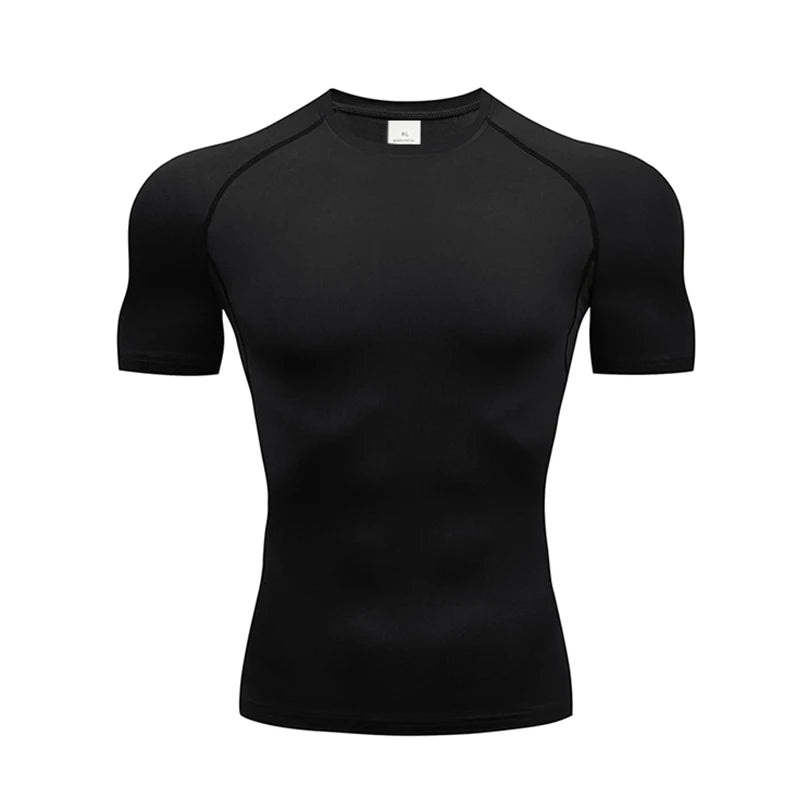 Jogging Breathable Compression Sportswear Summer Men's Training Two-piece Tight T-shirt Fitness Shorts Gym Workout Set RL0008